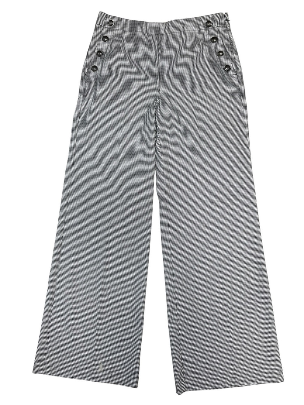 LOFT Trousers NWT Pants White Black Herringbone Wide Leg Sailor 12 Tall